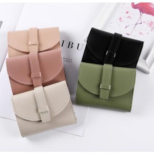 Womens Three- Folding Short Wallets Lovely Candy Color Female Coin Purse Casual Pu Leather Card Holder Slim Gift Hasp Clutch