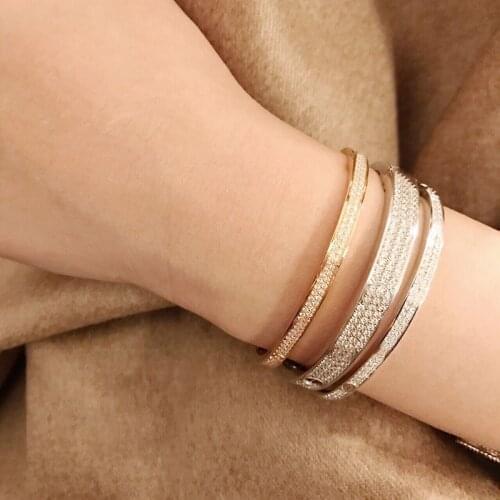 Womens simple fashion zircon bracelet S925 sterling silver original brand high quality jewelry exquisite holiday gift