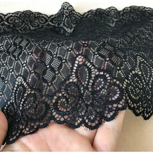 10meters/lot Black Elastic Lace Trim Hollowed Out Mesh Lace Fabric Trim Bridal Veil For Strapless Lingerie 17cm Wide