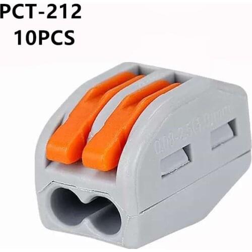 10pcs/lot) 222-412 PCT-212 PCT212 Universal Compact Wire Wiring Connector 2 pin Conductor Terminal Block Lever 0.08-2.5mm2