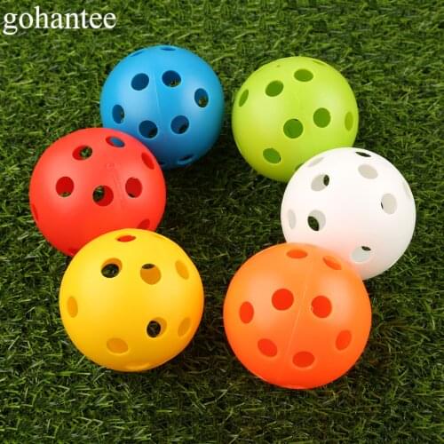 Gohantee 10Pcs 72mm Golf Training Balls Plastic Airflow Hollow with Hole Golf Balls Outdoor Golf Practice Balls Golf Accessories