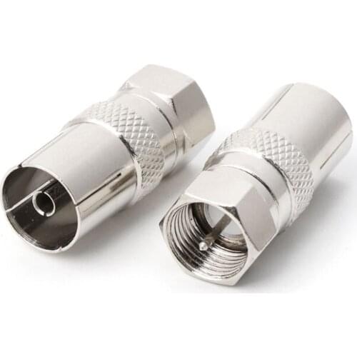 2Pcs F Type Male Plug Connector Socket to RF Coax TV Aerial Female RF Adapters 85DD