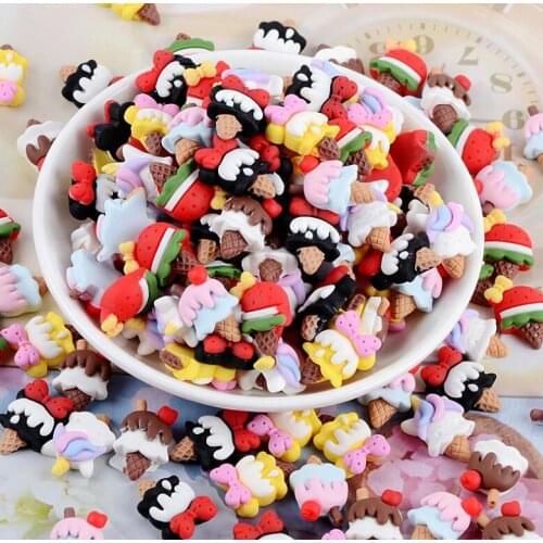 20pcs/lot Cute Ice cream resin Decoration Crafts Flatback Cabochon Scrapbook Kawaii DIY Embellishments Accessories