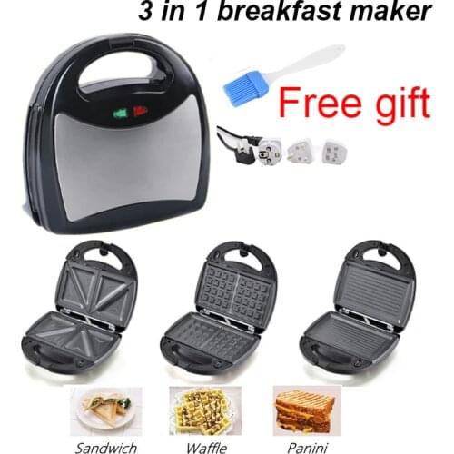 220V multifunctional electric mini Nut Waffle Sandwich maker Panini BBQ grilling machine 3 in 1 Breakfast maker cake maker