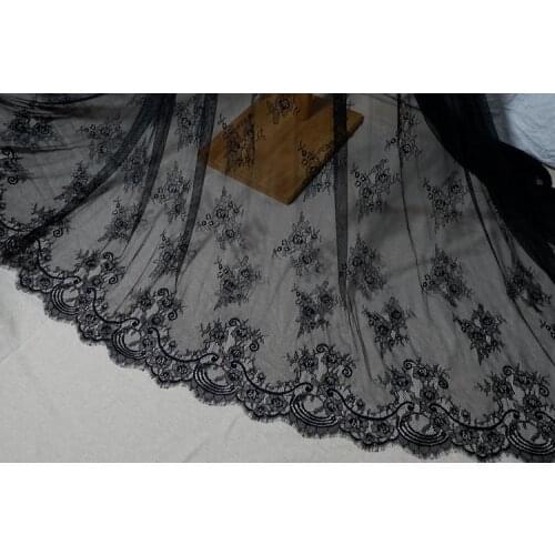 3meters/lot 150 Width Fashion High Quality Handmade DIY Black Eyelash Lace fabric chantilly lace