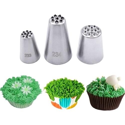 3Pcs/set Grass Icing Piping Nozzles Cake Decorating Pastry Tip Sets Cupcake Tools Bakeware