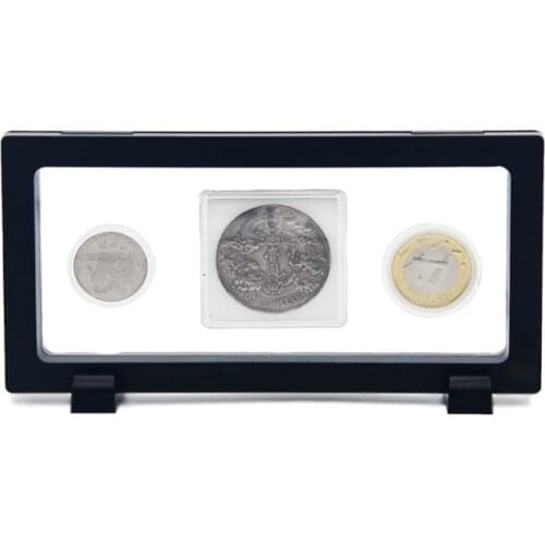 3D Floating Picture Frame Money Coin Display Box Rectangle Clear Film Jewelry Storage Case Stand Holder Collection Container