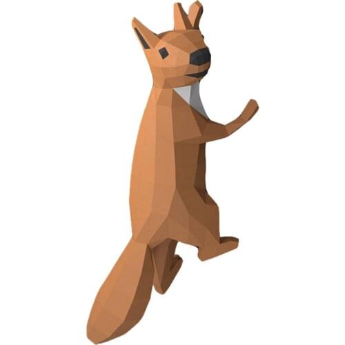 Cute Traditional Animal Composition 3D Squirrel Geometric Origami Origami Squirrel Geometric DIY Handmade Home Decoration forKid