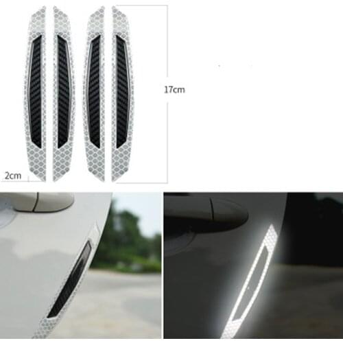 Car Sticker 5D Carbon Fiber Stickers Car Stickers And Decals Auto Reflective Strip Warning Car Styling Accessories 4pcs