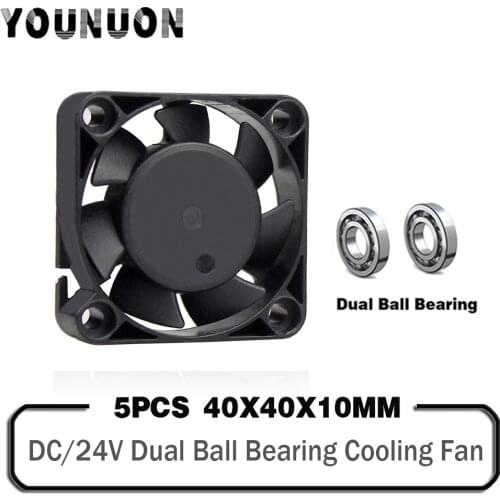 5Piece YOUNUON 24V 40x40x10mm Dual Ball Bearing Mini Small Brushless DC 3D Printer Cooling Fan 40mm 4010 Cooler Fan