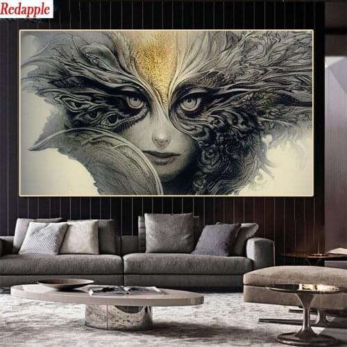 5D DIY Diamond Painting Abstract portrait art, mask woman Full Square Round Drill Embroidery Cross Stitch 5D icon gift Home