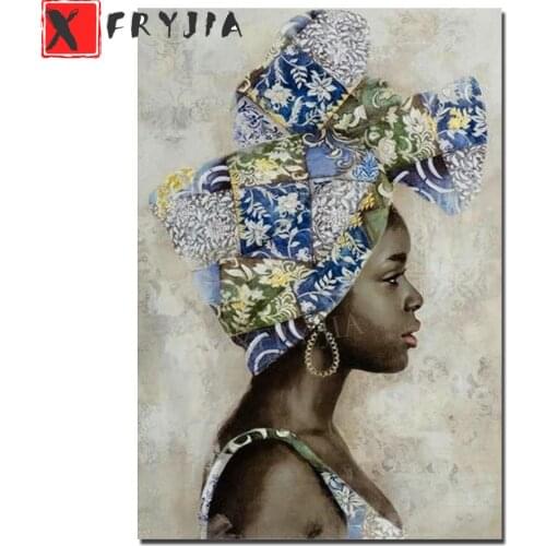 Diamond Painting African woman Diamond Embroidery full square Drill Rhinestone Mosaic black girl Picture Home Decoration art