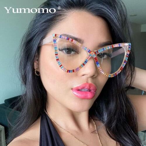 Diamond Oversize Cat Eye Sunglasses Women Brand Designer Colorful Rhinestone Sun Glasses Unique Eyewear Shades For Female UV400