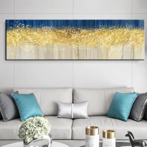 Large Abstract Painting Abstract Art Print Blue Turquoise Teal Golden Colorful Painting Vertical Wall Art Fluid Artwork