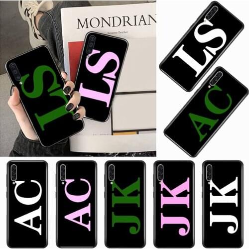 Custom Large pink initial Phone Case For Samsung galaxy S 9 10 20 A 10 21 30 31 40 50 51 71 s note 20 j 4 2018 plus