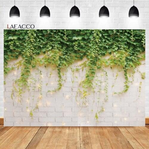 Laeacco White Brick Wall Background Sparkling Light For Wedding Birthday Mothers Day Portrait Customized Photography Backdrops