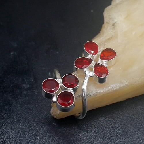 Gemstonefactory Jewelry Big Promotion Single Unique 925 Silver Dashing Red Garnet Women Men Gifts Band Rings 8# 20212960