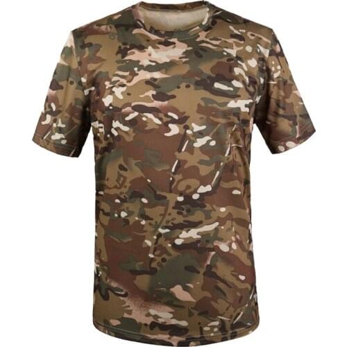 Camouflage Camo Quick Dry T-Shirt Men Summer Breathable Short Sleeve O-Neck Tops Outdoor Combat Tactical Army Military T Shirts