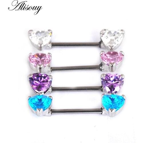 Alisouy 1PC love Heart Crystal Nipple Ring Nipple Piercing Sexy Women Nipple Rings Cover Piercing Body Jewelry for sex girl