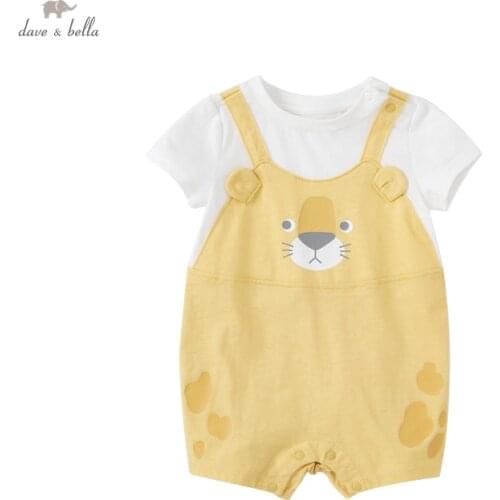 DBX17594 dave bella summer new born baby boys fashion cartoon patchwork jumpsuits infant toddler clothes children romper 1 piece