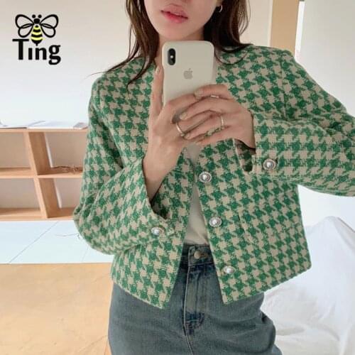 Tingfly Designer Bird Lattice Plaid Winter Autmn Casual Short Jacket Coats Women Single Breasted Button Up Fashion New Outerwear