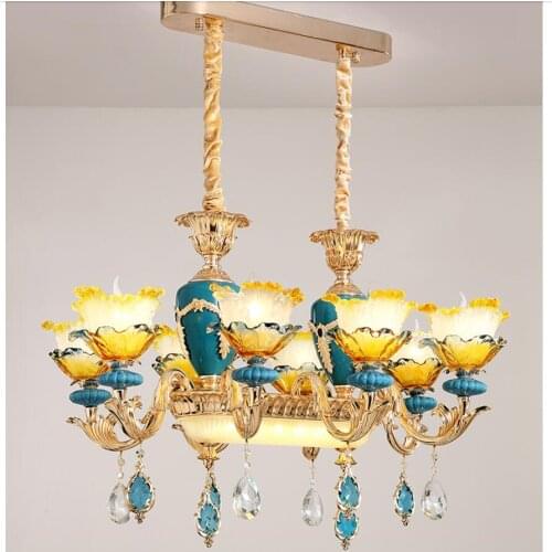Luxury Living Room LED Chandeliers L110cm W52cm Bedroom Zinc Alloy Crystal Chandelier E14 Candle Restaurant Chandelier Lighting