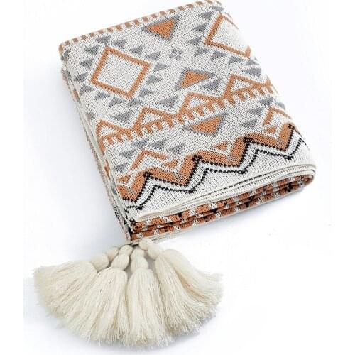 Fashional knitted Geometry Boho Style Newborn Baby Blanket With Tassels Toddler Blanket Baby Beddings Knitted Infant Quilt