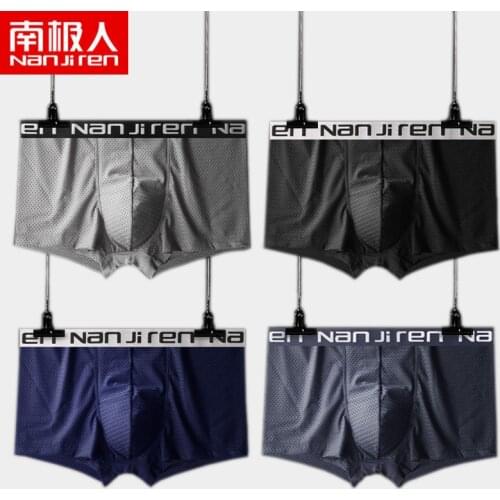 NANJIREN boxers Solid Ice Mesh Boxers Men Underwear Panties Men Summer Underwear brand quality Ventilate Plus Size Boxer 4Pc\lot