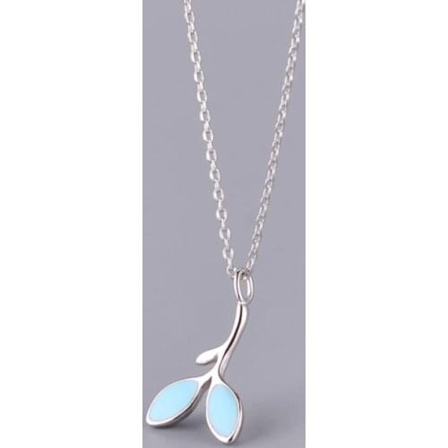 Literary Leaf Fresh Cute Creative 925 Sterling Silver Clavicle Chain Temperament Trendy Female Necklace SNE210