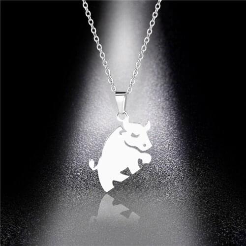 Punk Style Bull Stainless Steel Pendant Necklace Women Cow OX Bikers Jewelry Men Animlal Bird Bear Chain Necklace Wholesale