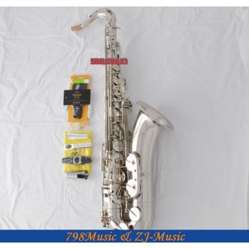 Professional Bb Tenor Saxophone Silver Nickel Sax FREE Metal Mouthpiece with Case