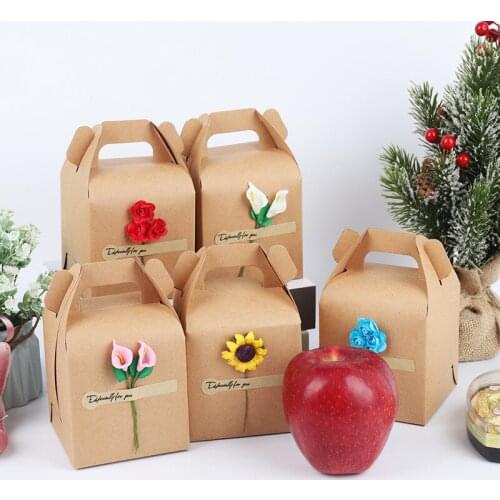 Kraft paper christmas creative large gift thanksgiving box for apple and cookie