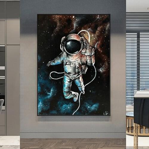 Modern and Interesting Astronauts Relaxing In Outer Space Canvas Painting Pictures High-definition Printable Living Room Posters