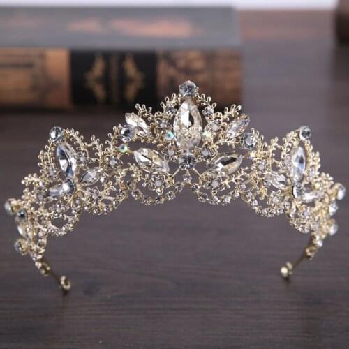 Bridal Headwear Baroque Exquisite Crown Bridal Light Gold Crown Wedding Accessories Crown Hair Accessories