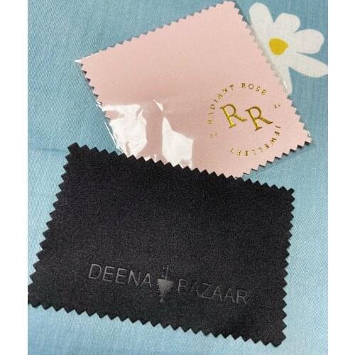 Emboss Custom LOGO 200 500pcs 8*8cm Silver Polish opp bags Cloth silver Jewelry Tool Cleaner Microfiber suede fabric material