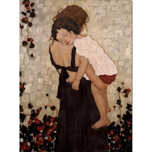 Famous Abstract Painting Mother And Child by Gustav Klimt Art Film Print Silk Poster for Your Home Wall Decor 24x36inch