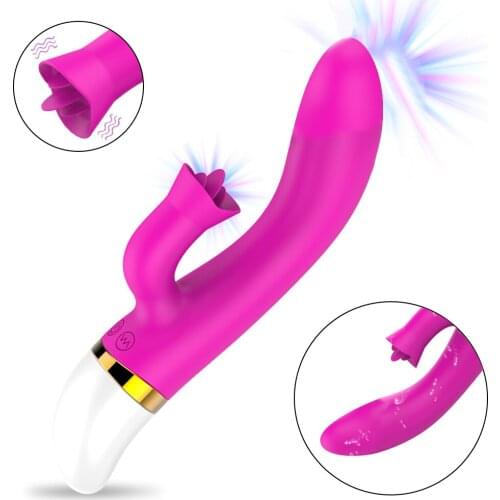 Oral Clitoris Vibrating Massager Tongue Licking Rabbit Vibrators For Women USB Charge Double Motor Vibrator Adult Sex Product