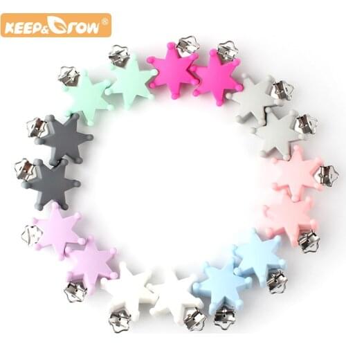 Keep&Grow 1pc Star Pacifier Clip Silicone teether metal silicone rodent DIY Bead Tool Accessories Necklace Pendant Clamp