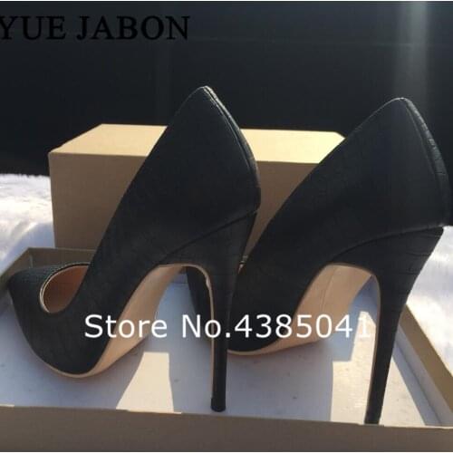 YUE JABON Italy Style Women Classic Stiletto High Heels Ladies Sexy Sanke Patern Pointed Toe Pumps Comfort Dress Shoes Black