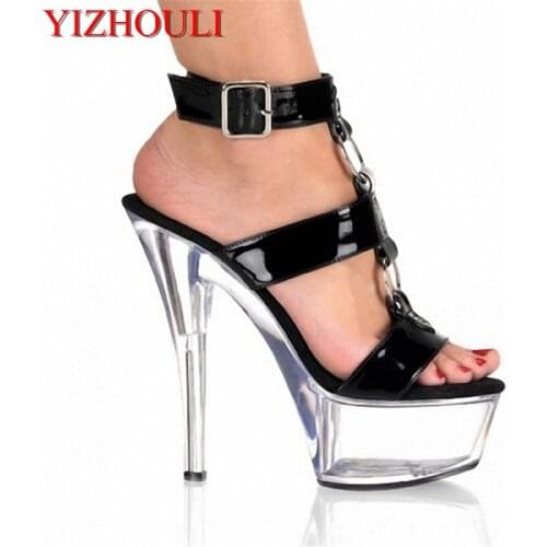 Summer New Womens Ultra High Heels Sandals 2018 Waterproof 15CM Nightclub Sexy Diamond Pole Dancing Shoes