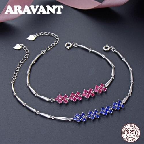 925 Sterling Silver Bracelet Bangles Fashion Crystal Chain&Link Bracelets For Women High Quality Fine Jewelry