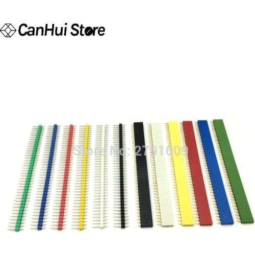 10pcs 2.54mm Single Row Female PCB Board Connector Strip pin heade 1*40 pin colourful socket 1x40Pin 6 color each 1