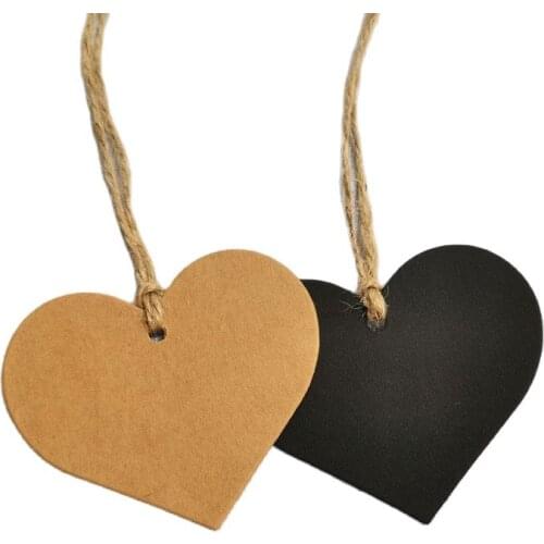 100pcs Kraft Paper Blank black White Packaging Heart Hang Tag Gift Candy Boxes Price Tags 6x7cm