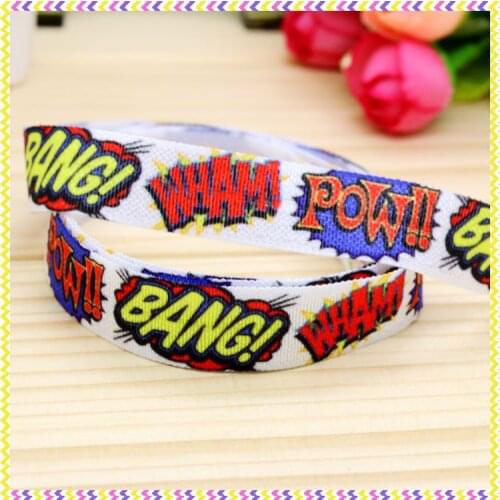 5/8 inch Free shipping Elastic FOE pow bang printed headband headwear diy hair band wholesale OEM H3784