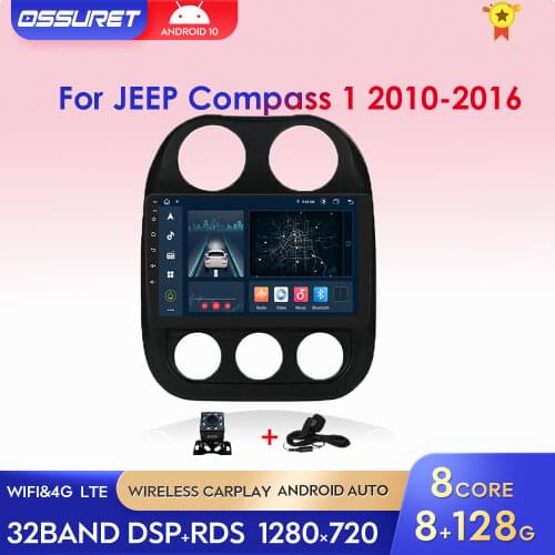 8 Core Car Android Radio Stereo Multimedia GPS For Jeep Compass Patriot 2011-2017 BT 4G WIFI Navigation Carplay DSP RDS 2Din SWC