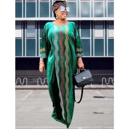 Velvet African Dresses For Women Autumn Winter Africa Clothing Muslim Long Maxi Dress High Quality Fashion African Dress Lady