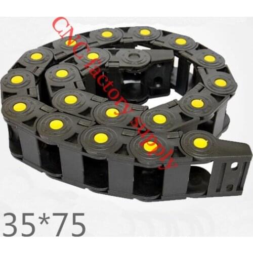 Free Shipping Yellow spot 1M 35*75 mm Plastic Cable Drag Chain For CNC Machine,Inner diameter opening cover,PA66