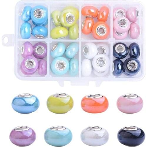 10Pcs Assorted Color Glass Murano Round Smooth Loose Spacer Beads Big Hole Fit Pandora Bracelet Bangle Women Jewelry Hair Beads