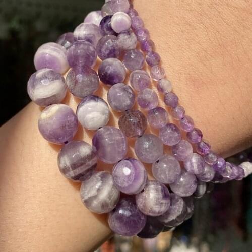 A Natural Dream Amethysts Faceted Stone Beads For Jewelry Making Round Loose Beads Diy Bracelet Necklace Accessories 6/8/10/12mm