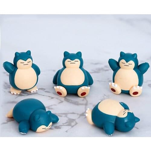 Original Takara Tomy Pokemon Snorlax Action Figure Toy 5 Pcs/lot 4CM Anime Cartoon Decoration Model Dolls For Kid Christmas Gift